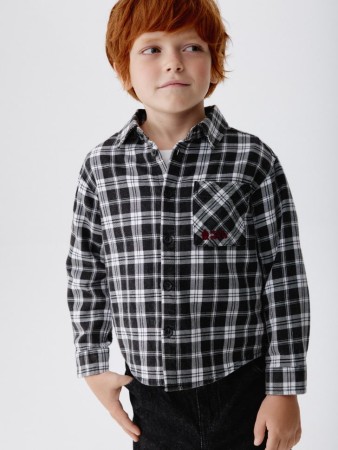 рубашка из твила в клетку для мальчиков - блузы и рубашки новогодние 