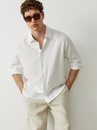рубашка изо льна и вискозы - мужская одежда, обувь и аксессуары льняная 