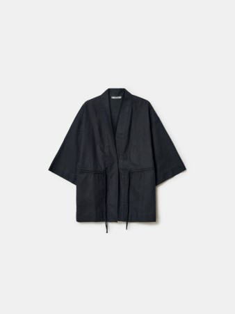 рубашка-кимоно с кулиской из смесового льна - женская одежда, обувь и аксессуары короткая 