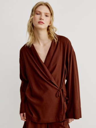 рубашка-кимоно с содержанием льна - женские пляжные платья и туники