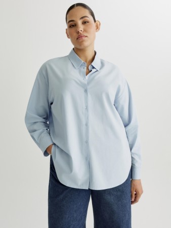 рубашка оверсайз из хлопка с вискозой - женская одежда, обувь и аксессуары удлиненная 