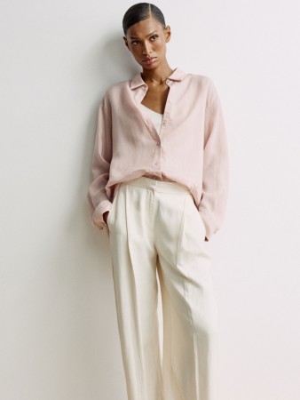 рубашка оверсайз из рами и лиоцелла премиум качества - женская одежда, обувь и аксессуары из рами 