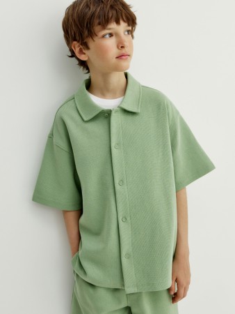рубашка оверсайз с коротким рукавом для мальчиков - детские блузы и рубашки на застежке 