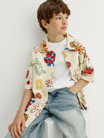 рубашка оверсайз с коротким рукавом для мальчиков - детские блузы и рубашки прямые 