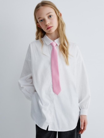 рубашка оверсайз со стразами для девочек фотография