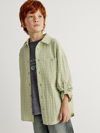 рубашка оверсайз в клетку для мальчиков - детская одежда sela 
