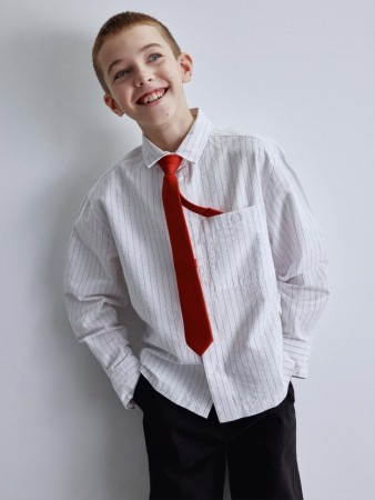 рубашка оверсайз в полоску для мальчиков - детские рубашки дорогие 