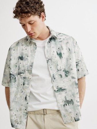 рубашка с коротким рукавом и принтом - мужская одежда, обувь и аксессуары sela 