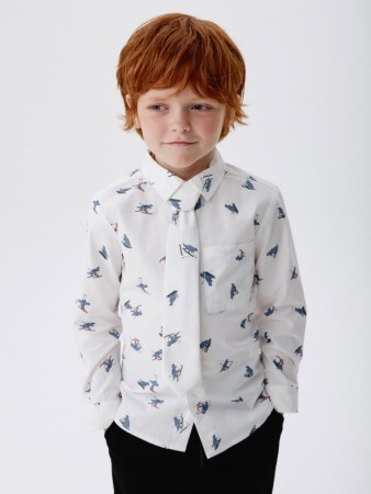 рубашка с принтом и галстуком для мальчиков фотография
