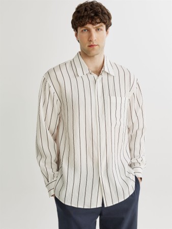 рубашка в полоску из смесового модала - мужская одежда, обувь и аксессуары из модала 