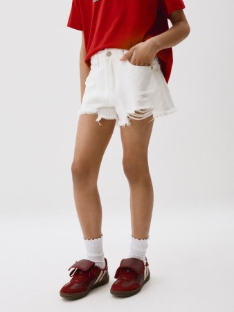 рваные джинсовые шорты для девочек - шорты на застежке 