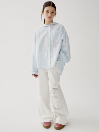 рваные широкие джинсы для девочек - детская одежда, обувь и аксессуары