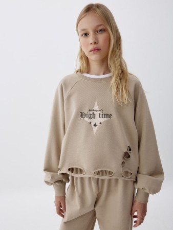 рваный свитшот с принтом для девочек - детская одежда, обувь и аксессуары для всех возрастов из футера 