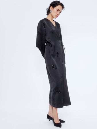 сатиновое платье миди с пайетками - женские платья