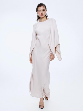 сатиновое платье с широкими рукавами - женские платья и сарафаны с круглым вырезом 