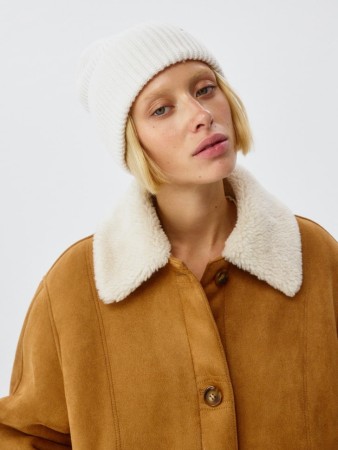 шапка-бини из смесовой шерсти - женские шапки с отворотом 