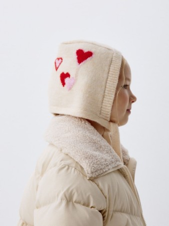 шапка на завязках с содержанием шерсти для девочек - аксессуары жаккардовые 