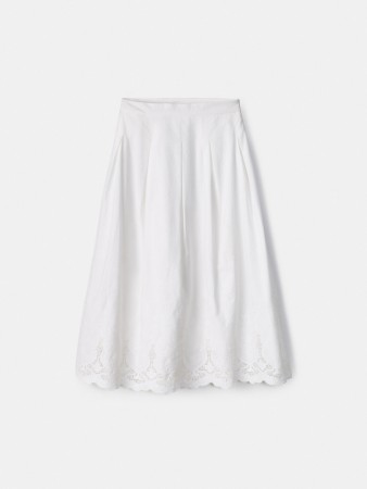 широкая юбка миди со складками и вышивкой - женская одежда, обувь и аксессуары хлопковая 