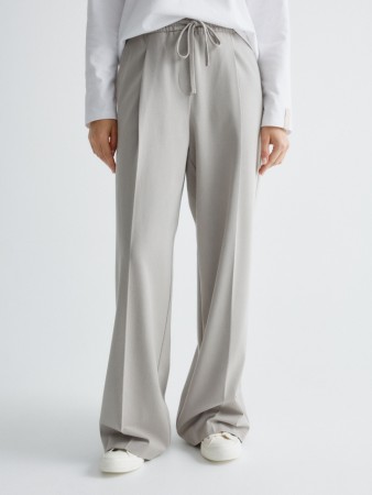 широкие брюки из костюмной ткани - женские брюки на высокой посадке 