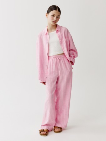 широкие брюки из смесового льна для девочек - детская одежда, обувь и аксессуары для всех возрастов для детей 