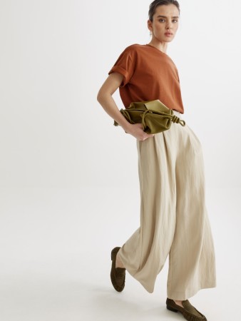 широкие брюки из смесовой вискозы - женская одежда, обувь и аксессуары на застежке 