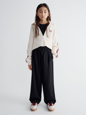 широкие брюки с двойным поясом для девочек фотография