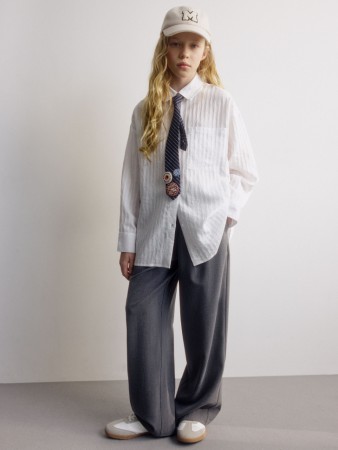 широкие брюки с двойным поясом для девочек фотография