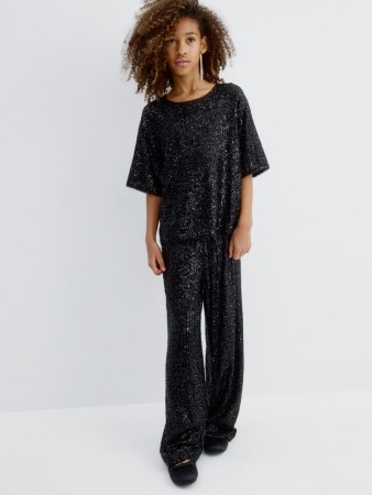 широкие брюки с пайетками для девочек фотография