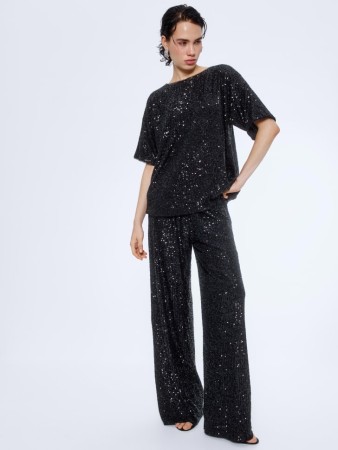 широкие брюки с пайетками фотография