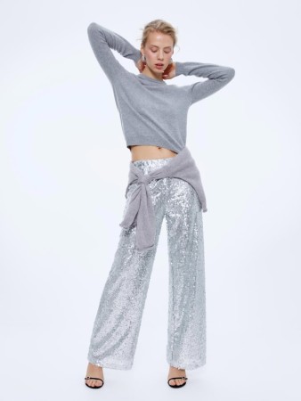 широкие брюки с пайетками - джинсы и брюки новогодние 