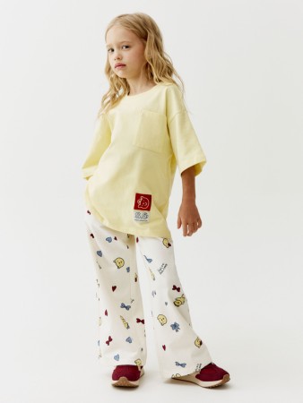 широкие брюки с принтом для девочек - детская одежда трикотажная 