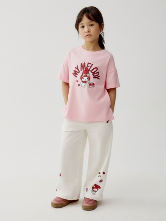 широкие брюки с принтом hello kitty my melody для девочек фотография