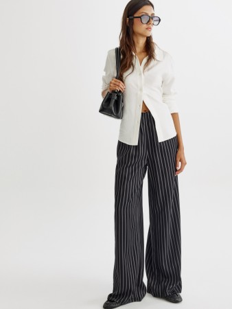 широкие брюки с высокой посадкой из вискозы - женская одежда, обувь и аксессуары на высокой посадке 