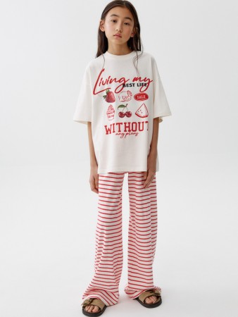 широкие брюки в полоску для девочек - детская одежда sela 