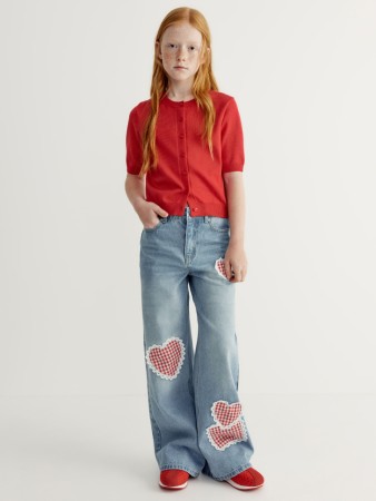 широкие джинсы с декором для девочек из коллекции art people с авророй ефимовой - детская одежда, обувь и аксессуары для всех возрастов свободная 