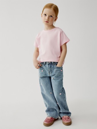 широкие джинсы с декором для девочек - детская одежда свободная 