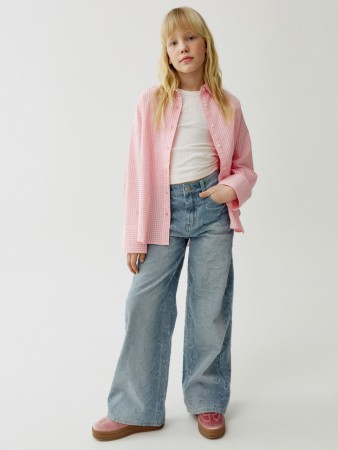 широкие джинсы с потертостями для девочек - детская одежда свободная 