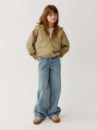 широкие джинсы с рельефным узором для девочек - детская одежда свободная 