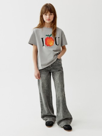 широкие джинсы с рельефным узором для девочек - детская одежда свободная 