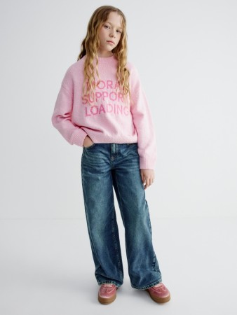 широкие джинсы с винтажной стиркой для девочек - детская одежда, обувь и аксессуары желтая 