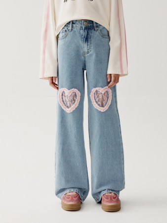 широкие джинсы с вырезами в форме сердца для девочек - детская одежда, обувь и аксессуары для всех возрастов премиальная 
