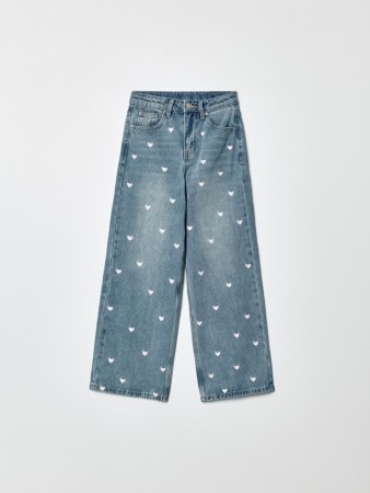 широкие джинсы с вышивкой для девочек фотография