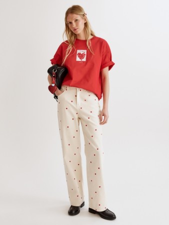 широкие джинсы с вышивкой с высокой посадкой - женские джинсы для взрослых 