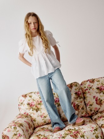 широкие джинсы с высокой посадкой для девочек - детская одежда, обувь и аксессуары для всех возрастов российская 