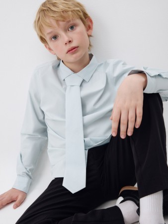 школьная рубашка с галстуком для мальчиков - детская одежда голубая 