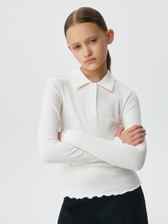 школьный лонгслив с воротником для девочек фотография
