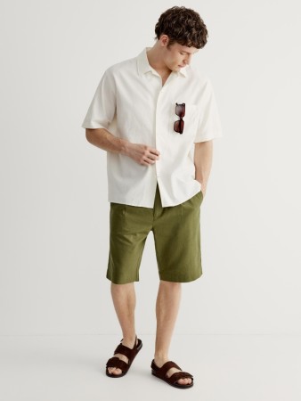 шорты из смесового льна - мужская одежда, обувь и аксессуары со складками 