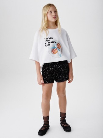 шорты с пайетками для девочек - шорты короткие 