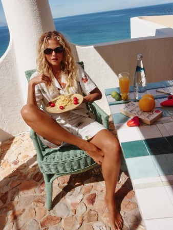 шорты с принтом из смесовой вискозы и льна фотография