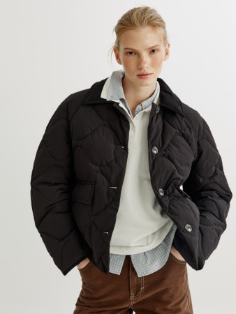 стеганая куртка с вельветовым воротником - куртки вельветовые 